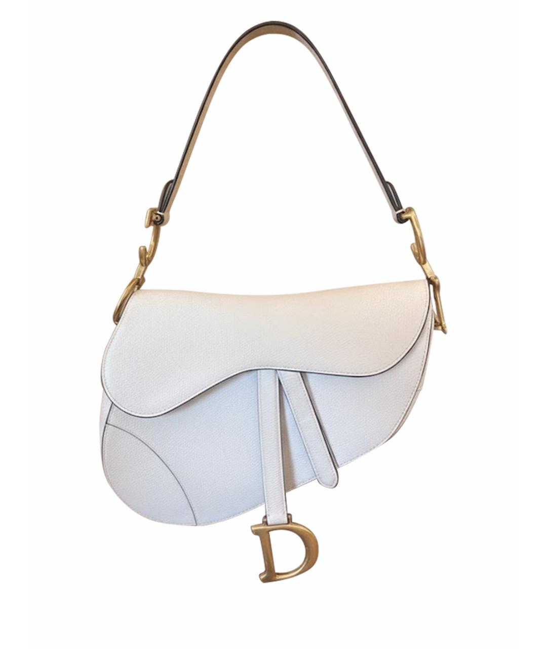 CHRISTIAN DIOR Белая кожаная сумка с короткими ручками, фото 1