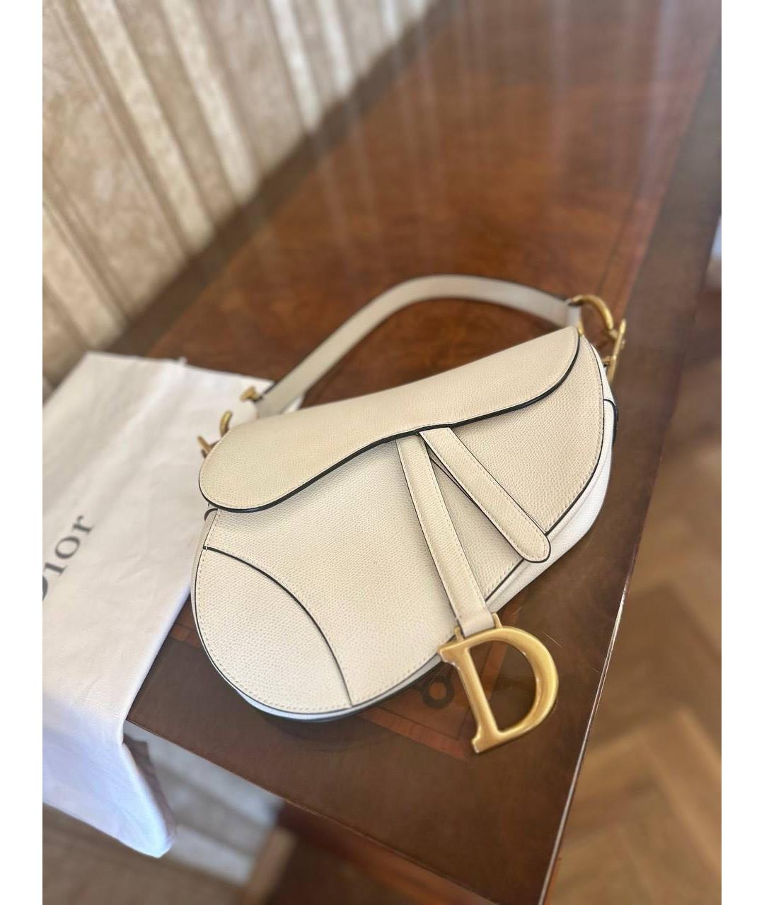 CHRISTIAN DIOR Белая кожаная сумка с короткими ручками, фото 7