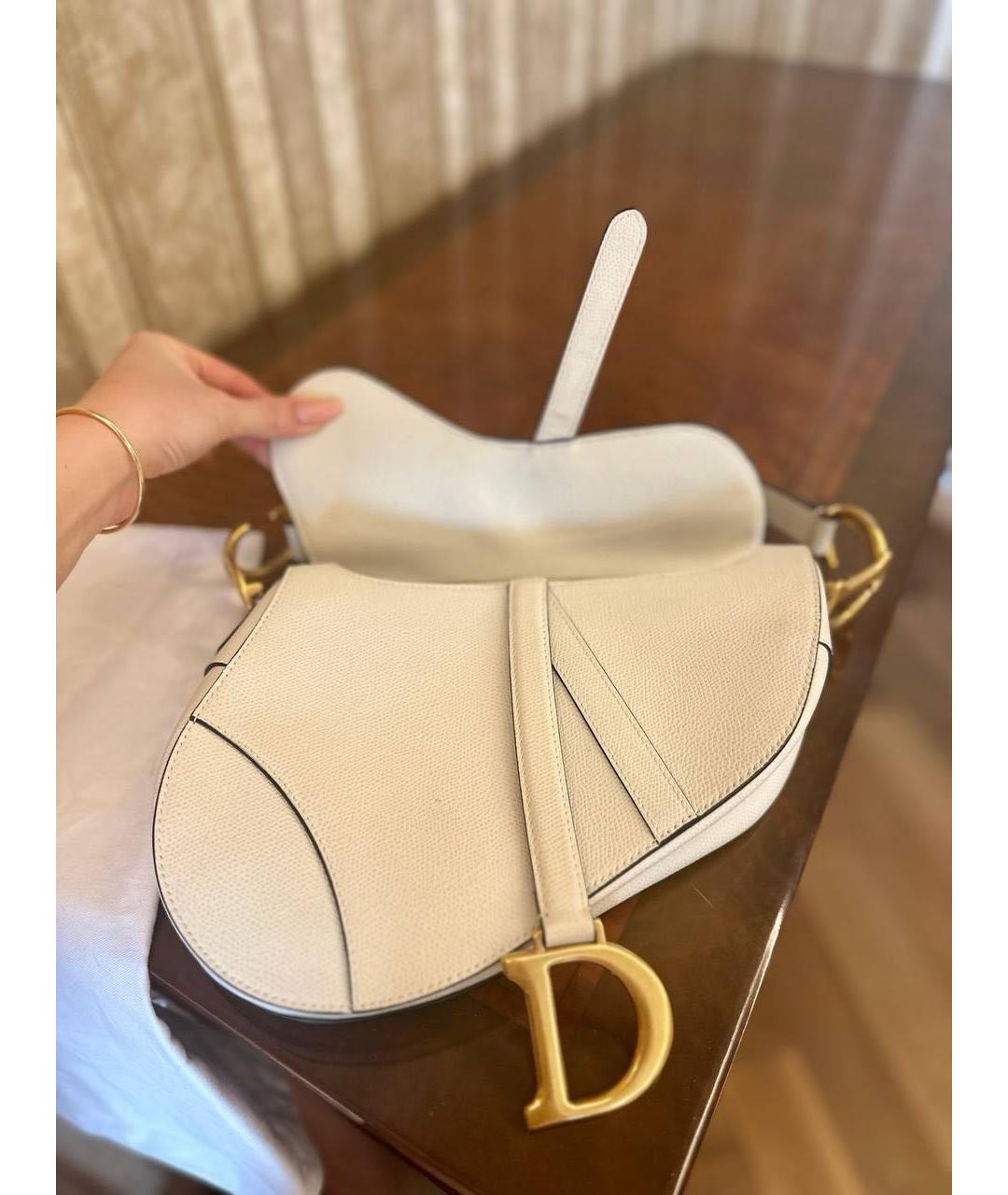 CHRISTIAN DIOR Белая кожаная сумка с короткими ручками, фото 8