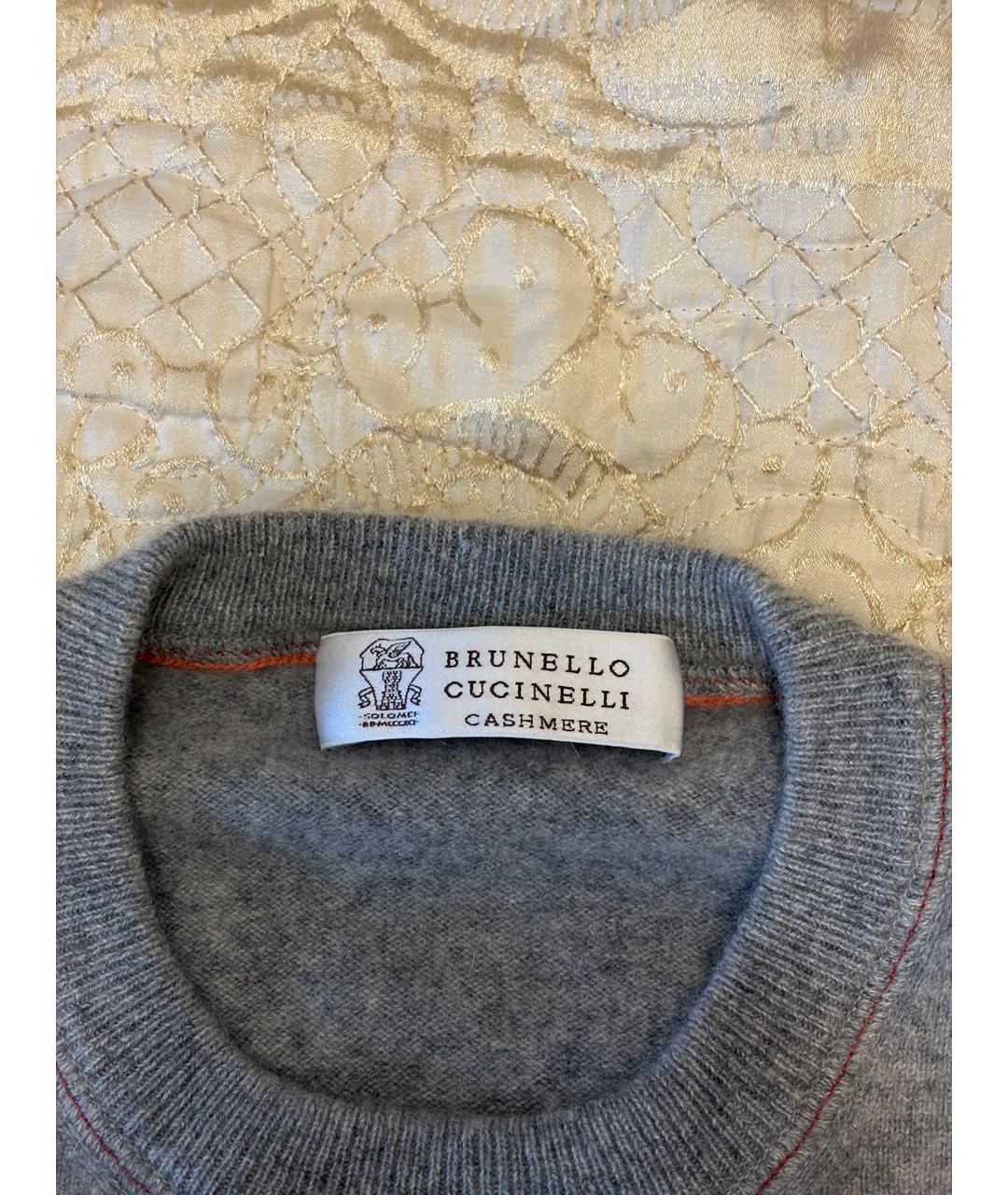 BRUNELLO CUCINELLI Серый кашемировый джемпер / свитер, фото 3