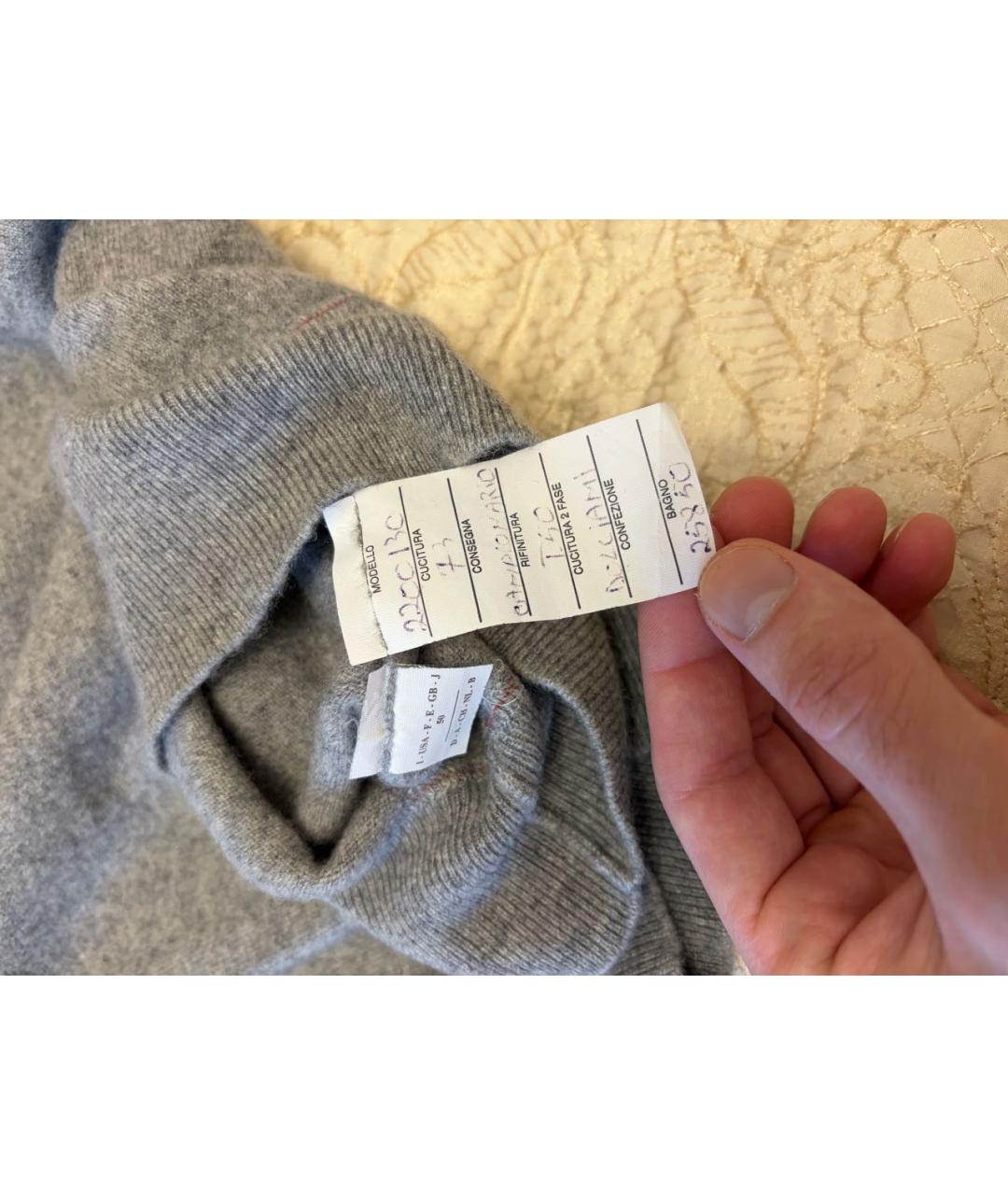 BRUNELLO CUCINELLI Серый кашемировый джемпер / свитер, фото 4