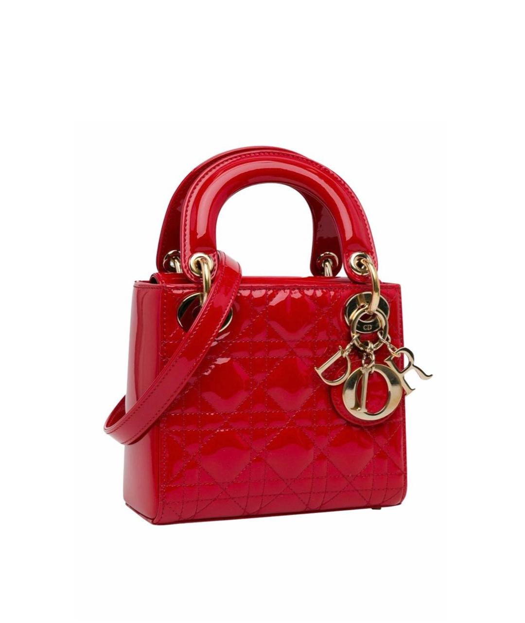 CHRISTIAN DIOR Красная сумка с короткими ручками из лакированной кожи, фото 1