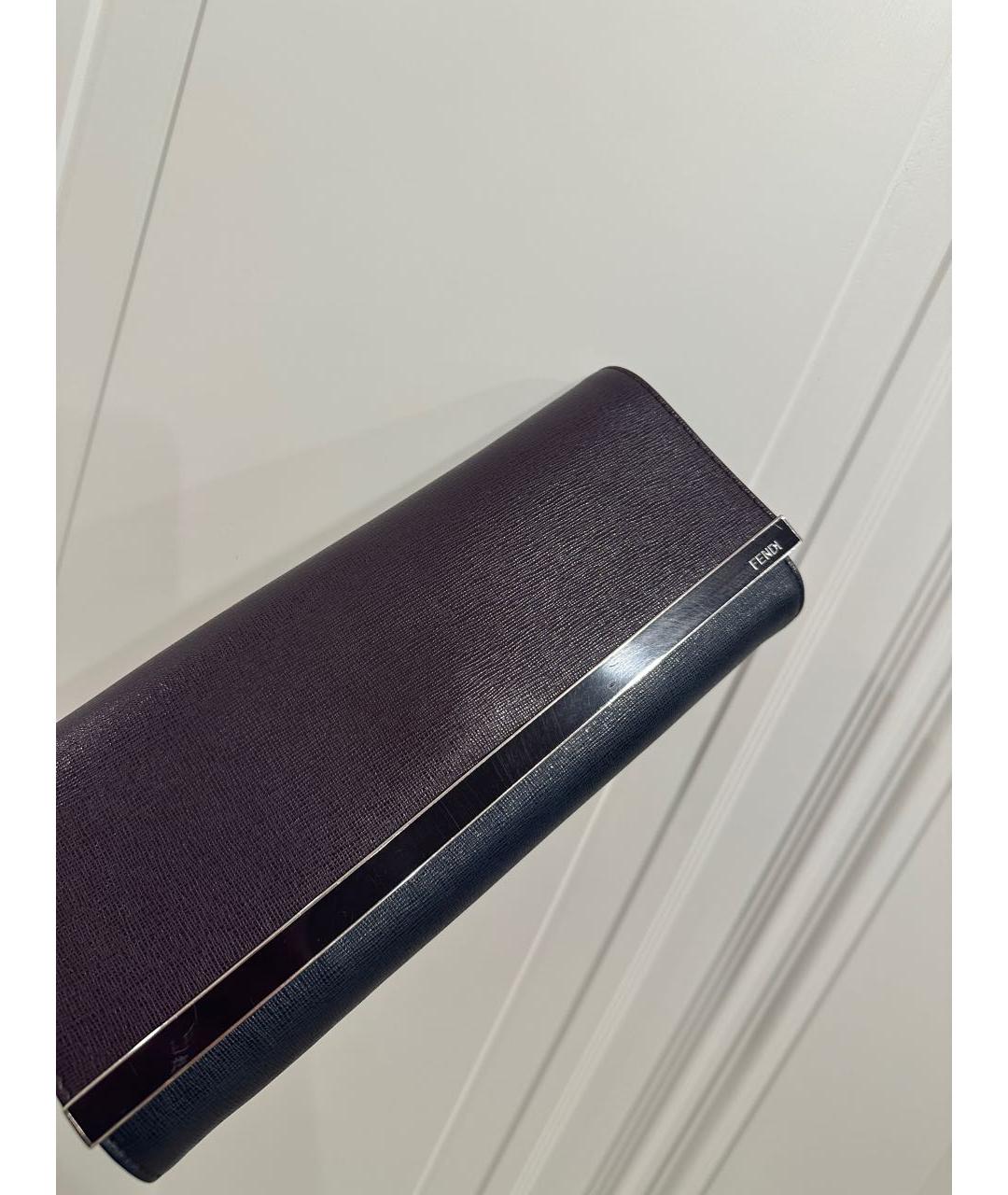 FENDI Бордовая кожаная сумка с короткими ручками, фото 2