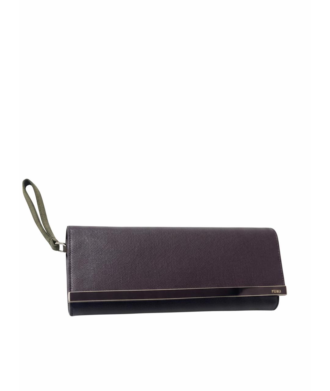 FENDI Бордовая кожаная сумка с короткими ручками, фото 1