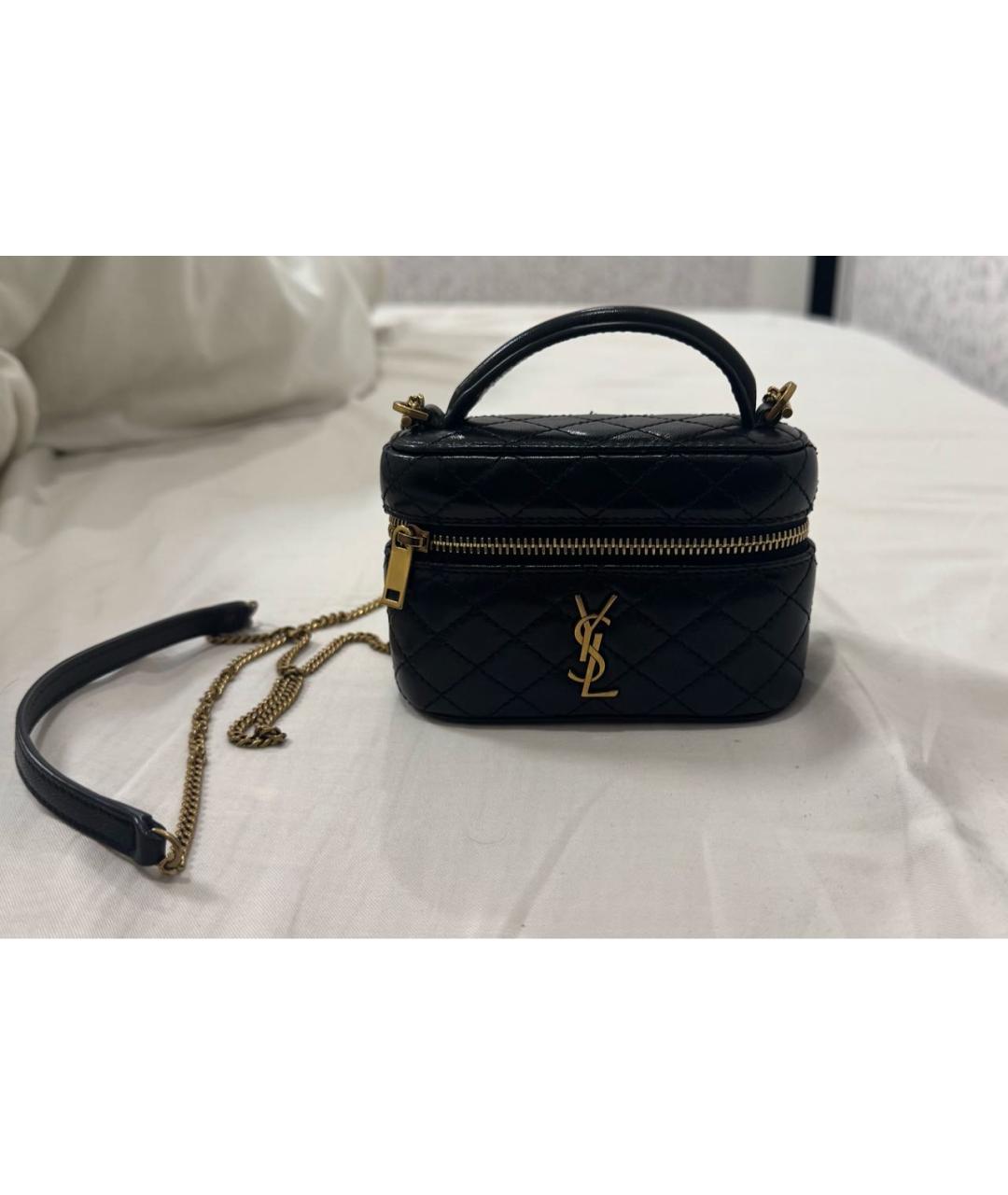 SAINT LAURENT Черная кожаная сумка через плечо, фото 3