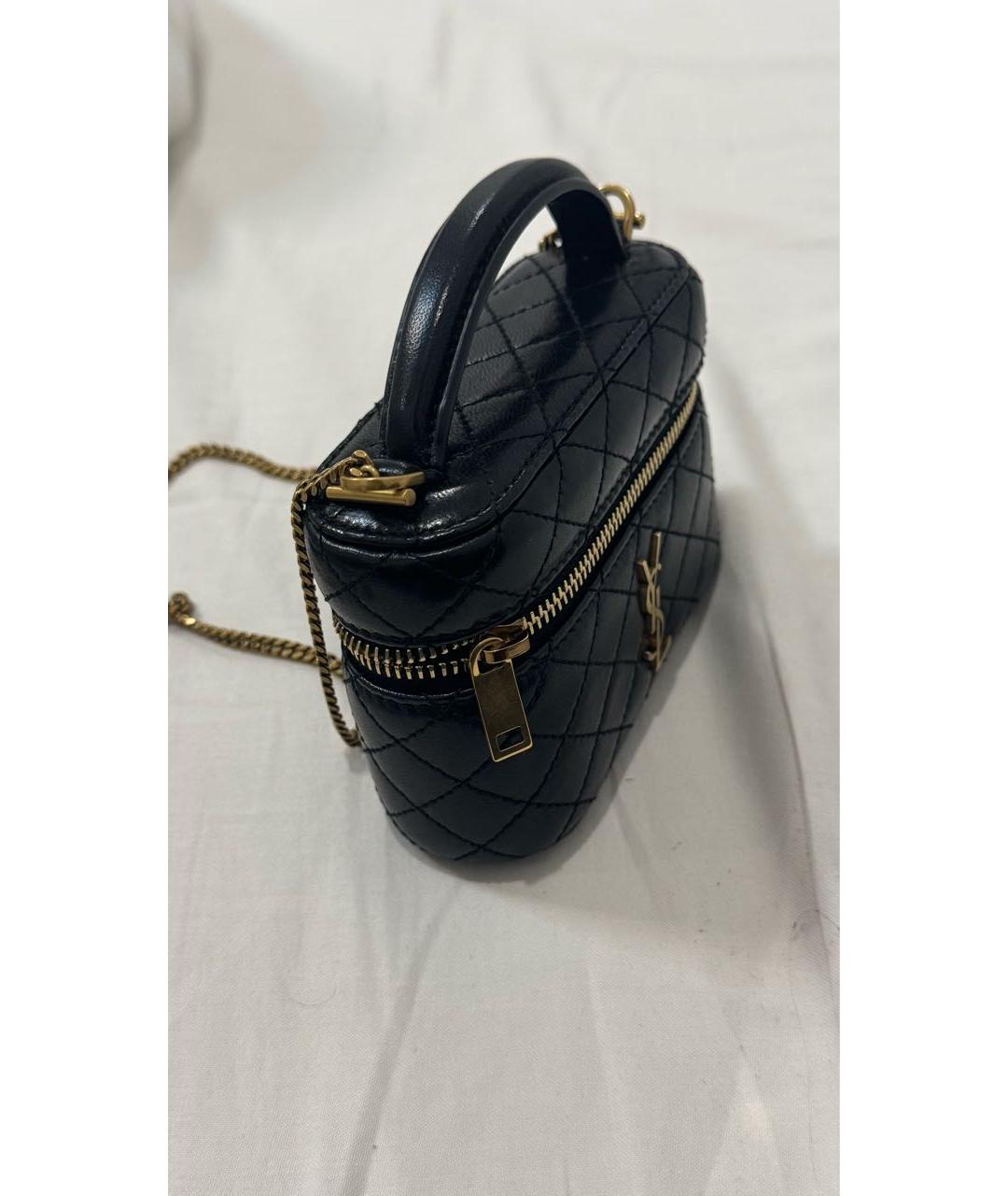 SAINT LAURENT Черная кожаная сумка через плечо, фото 2