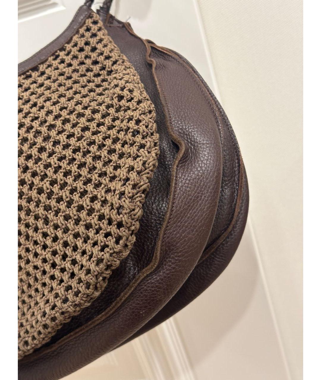 BOTTEGA VENETA Коричневая кожаная сумка через плечо, фото 4