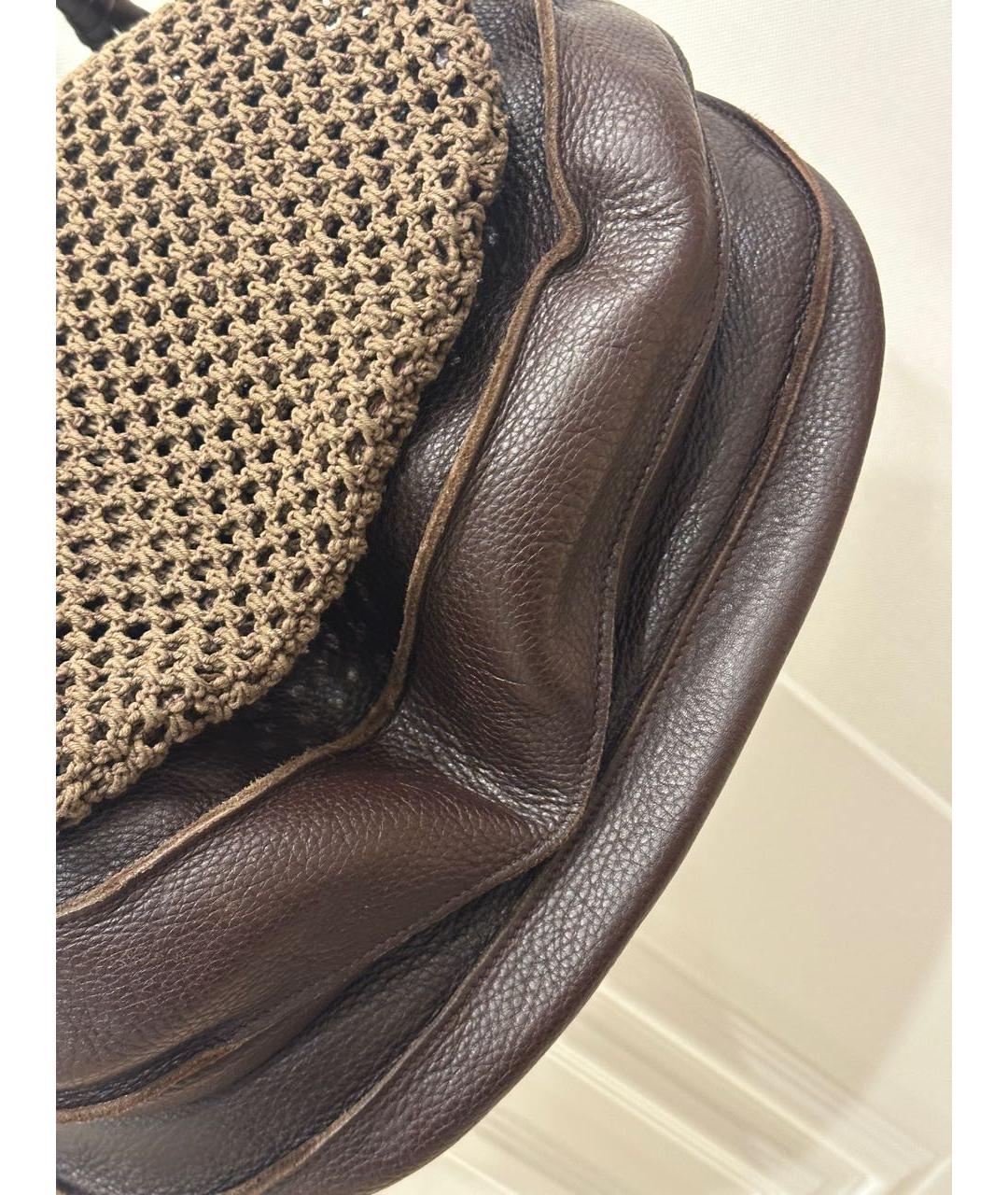 BOTTEGA VENETA Коричневая кожаная сумка через плечо, фото 6