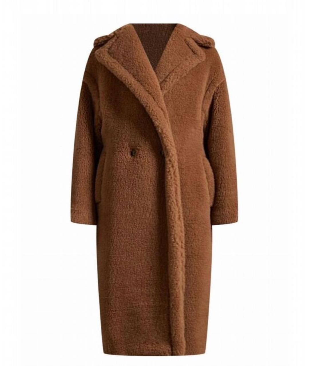 MAX MARA Коричневая шерстяная шуба, фото 1