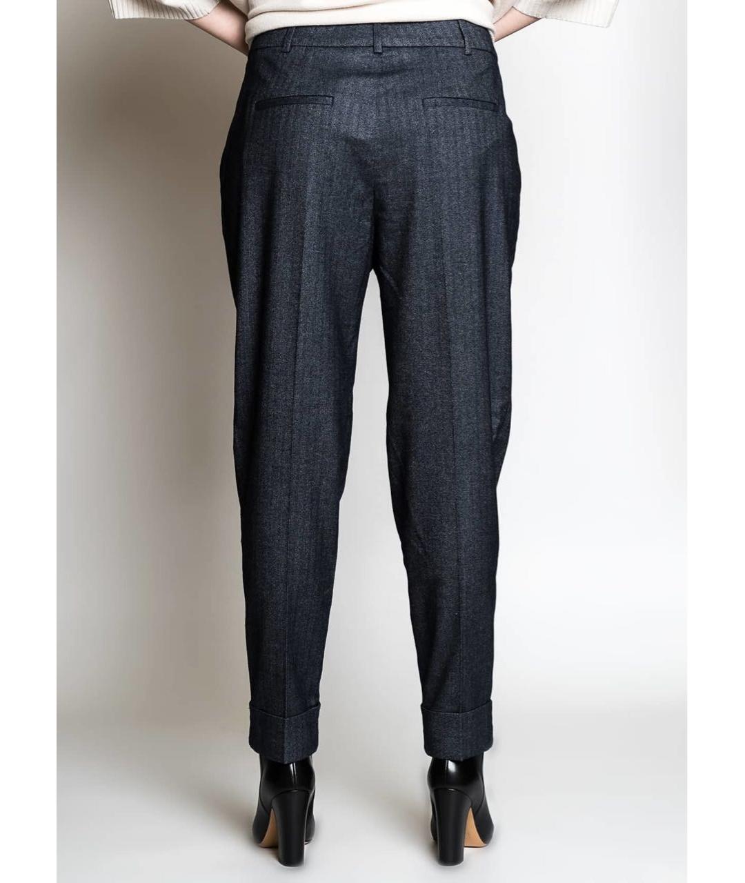 PESERICO Антрацитовые полиэстеровые прямые брюки, фото 3
