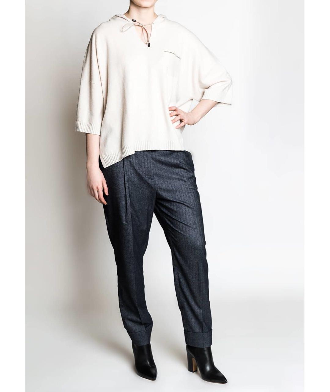 PESERICO Антрацитовые полиэстеровые прямые брюки, фото 4