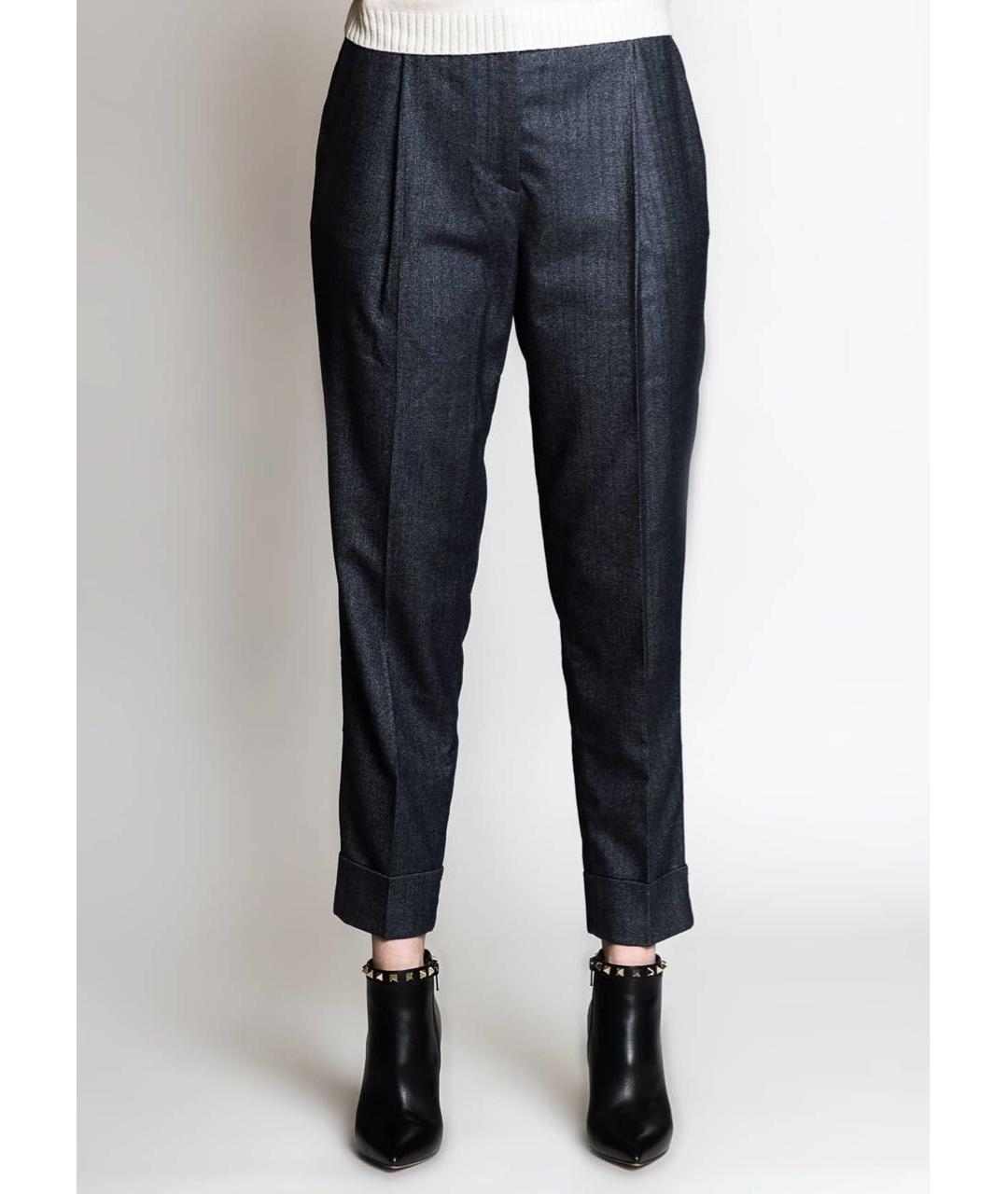 PESERICO Антрацитовые полиэстеровые прямые брюки, фото 2