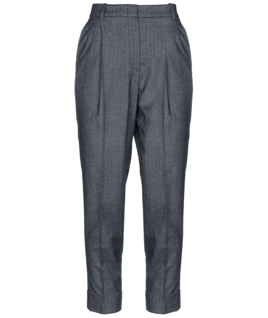 PESERICO Антрацитовые полиэстеровые прямые брюки, фото 1