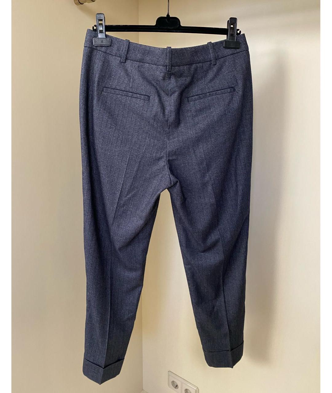 PESERICO Антрацитовые полиэстеровые прямые брюки, фото 6