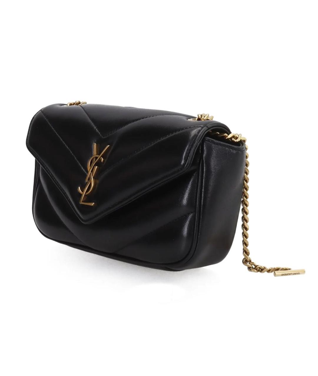 SAINT LAURENT Черная кожаная сумка через плечо, фото 2