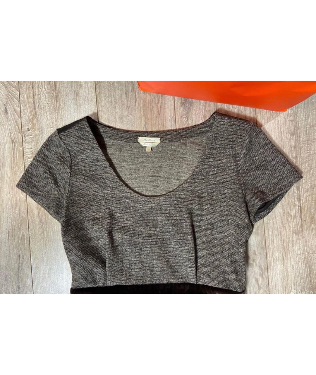 MAX MARA Коричневое шерстяное повседневное платье, фото 7