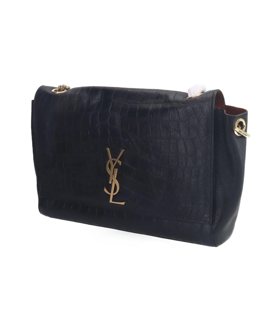 SAINT LAURENT Черная кожаная сумка через плечо, фото 2