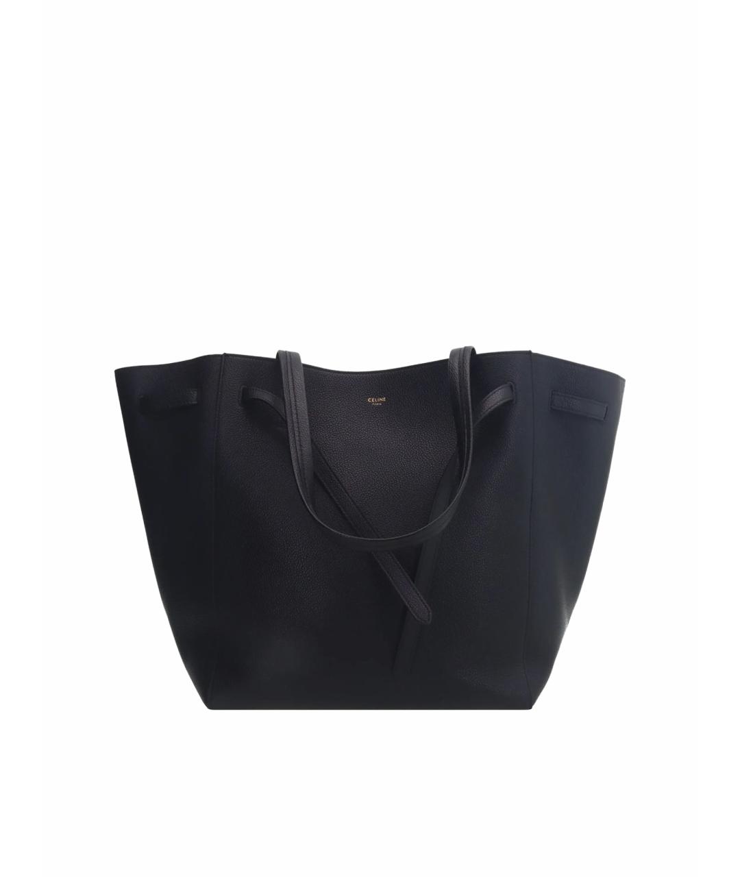 SAINT LAURENT Черная кожаная сумка тоут, фото 1