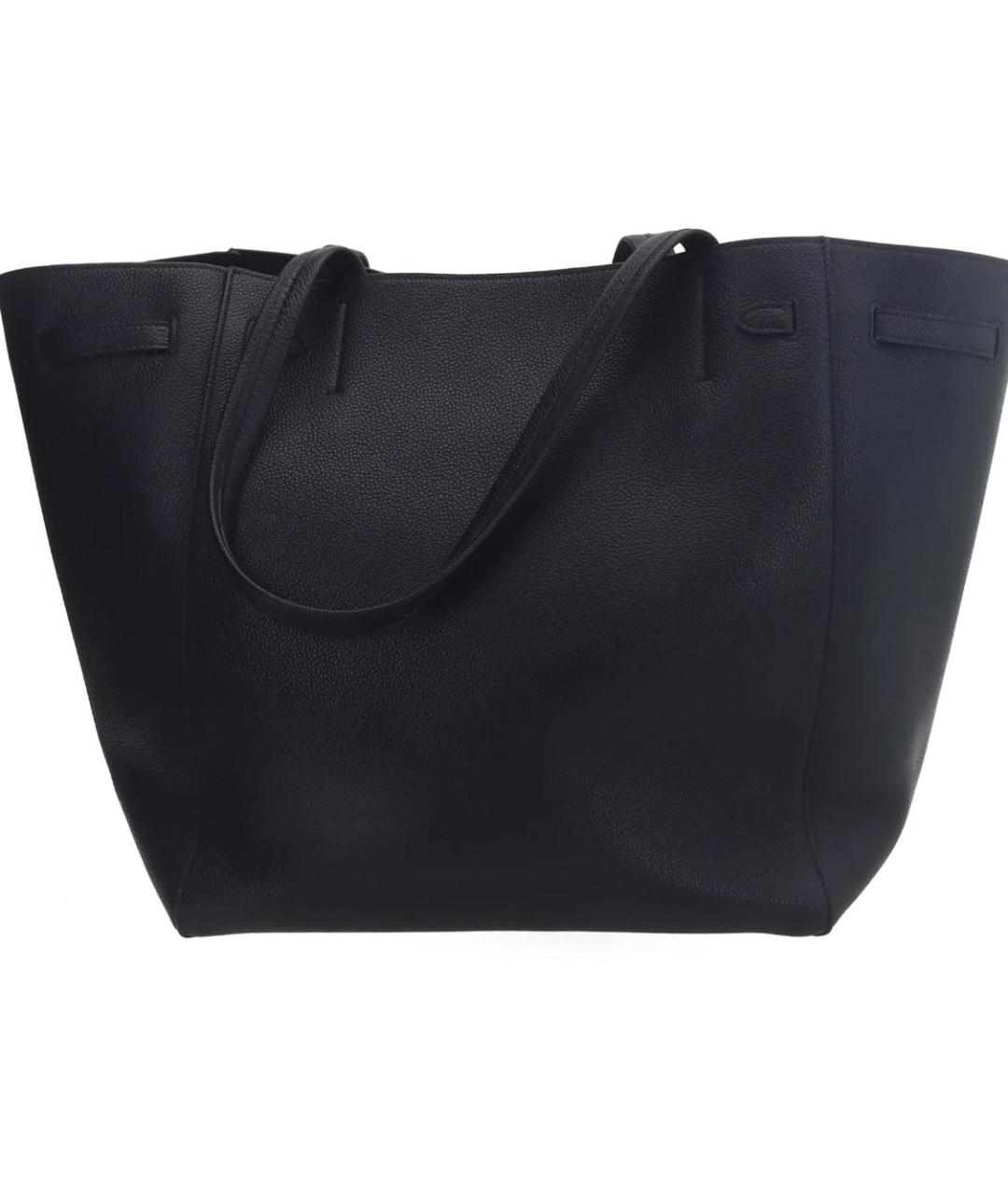 SAINT LAURENT Черная кожаная сумка тоут, фото 3