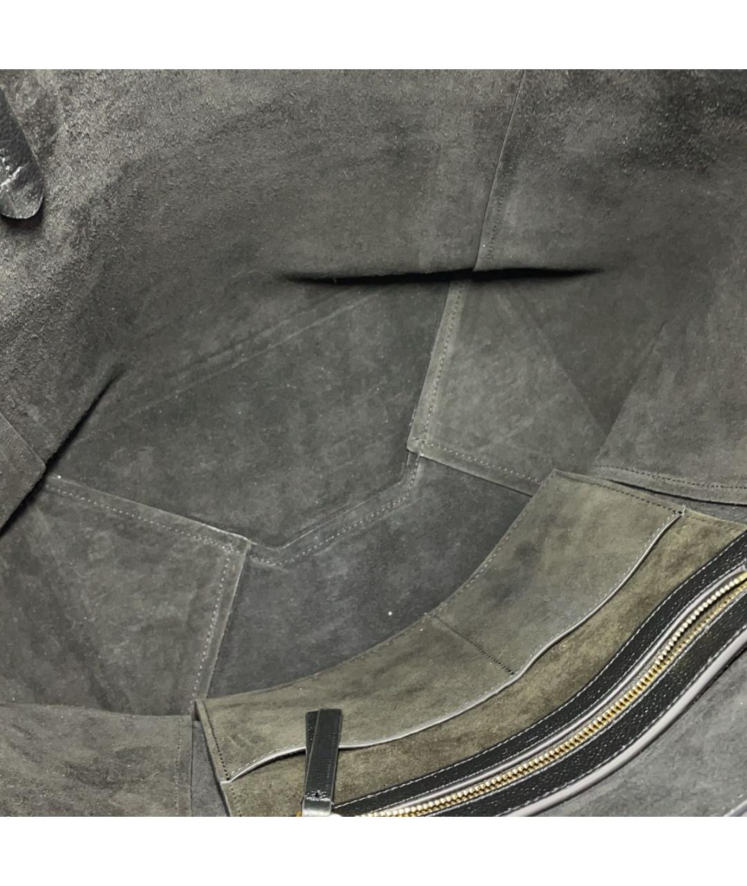 SAINT LAURENT Черная кожаная сумка тоут, фото 7