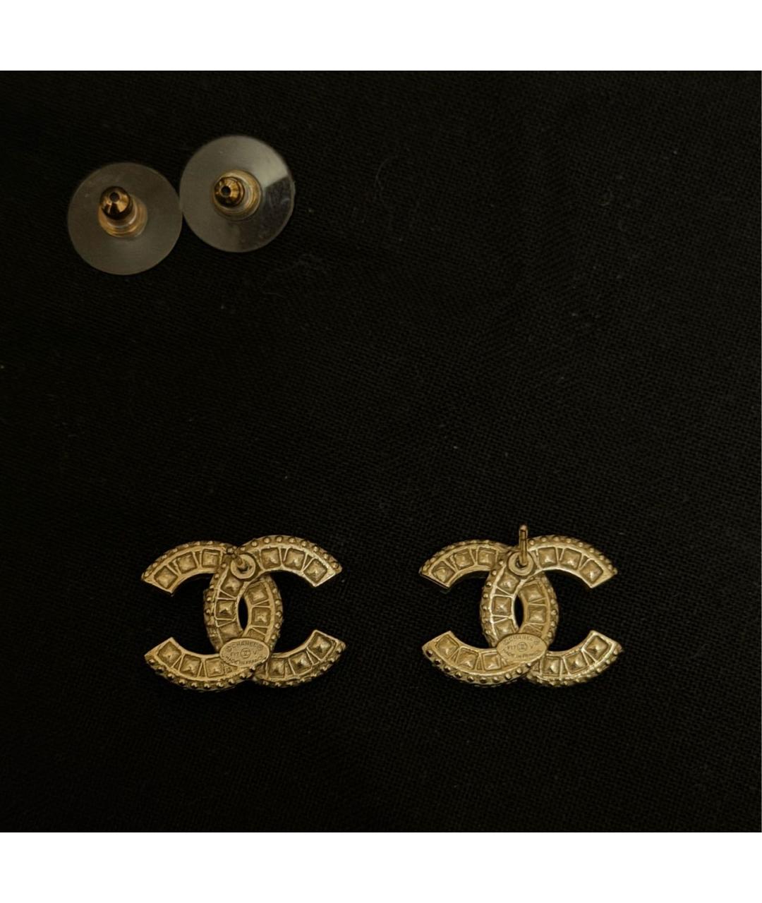 CHANEL Золотые металлические серьги, фото 2