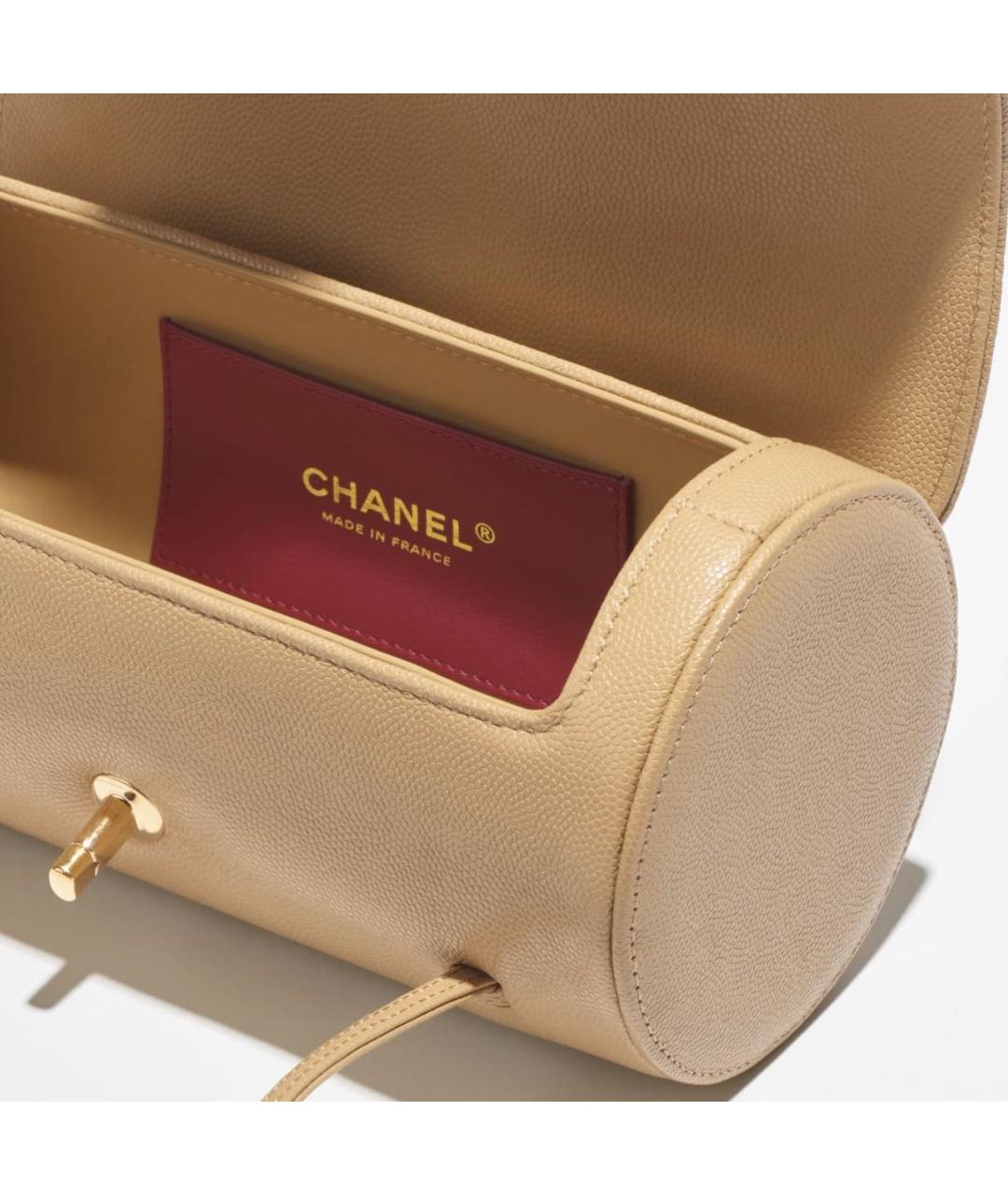 CHANEL Бежевая кожаная сумка через плечо, фото 3