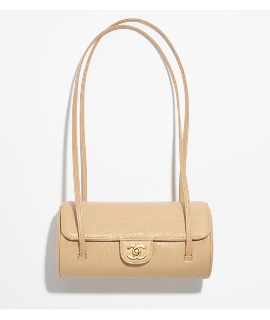CHANEL Бежевая кожаная сумка через плечо, фото 6