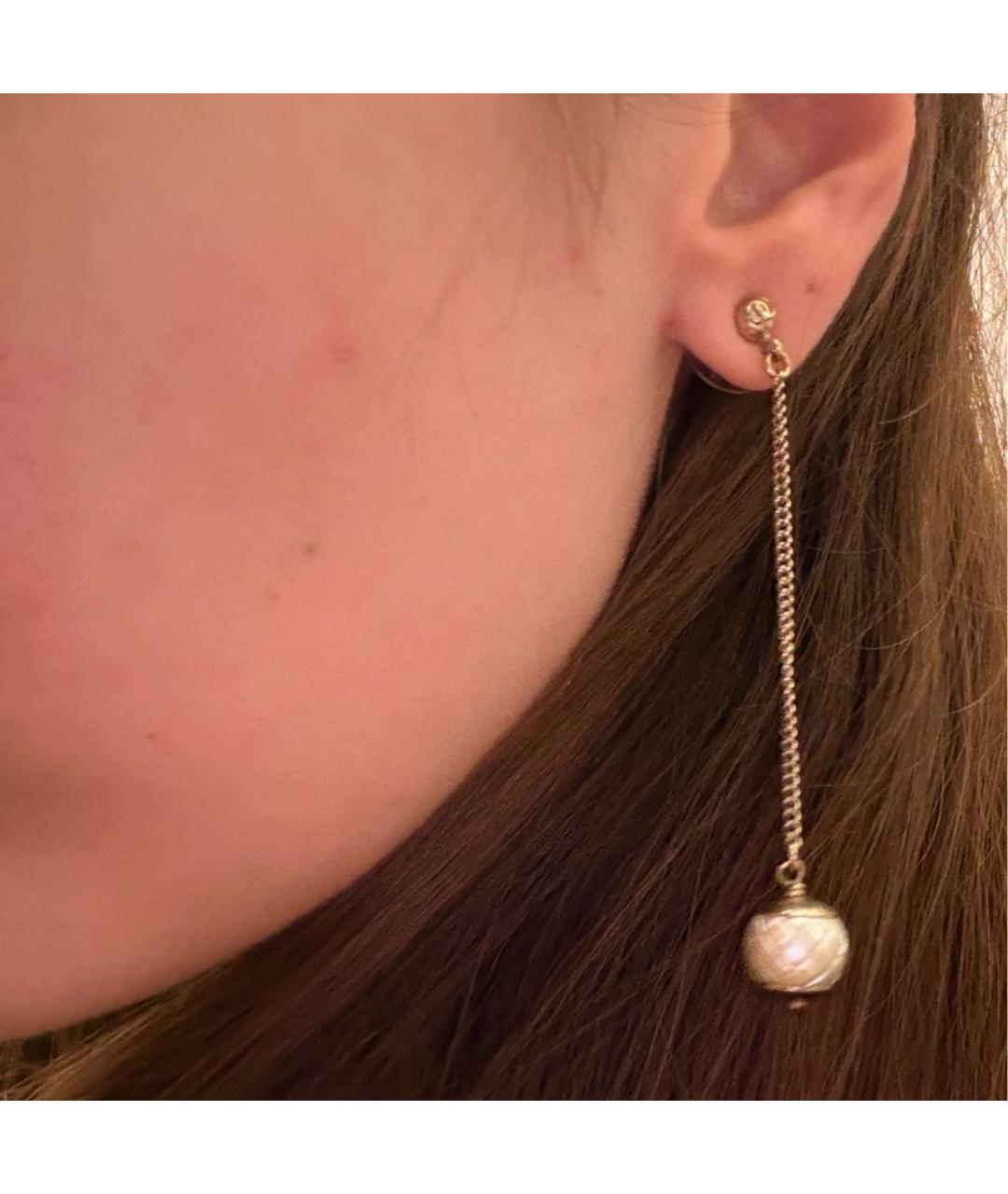 CHANEL Золотые металлические серьги, фото 4