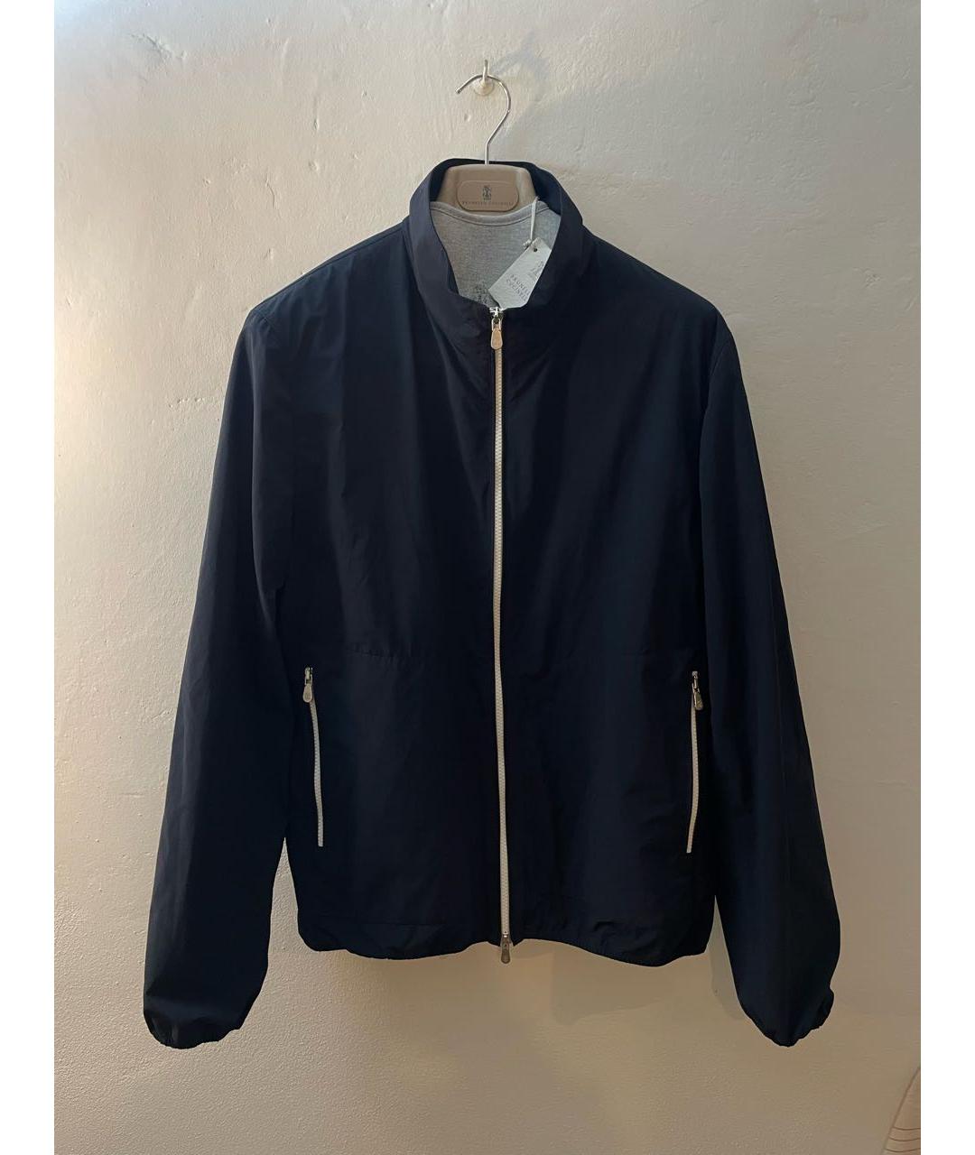 BRUNELLO CUCINELLI Темно-синяя полиэстеровая куртка, фото 7