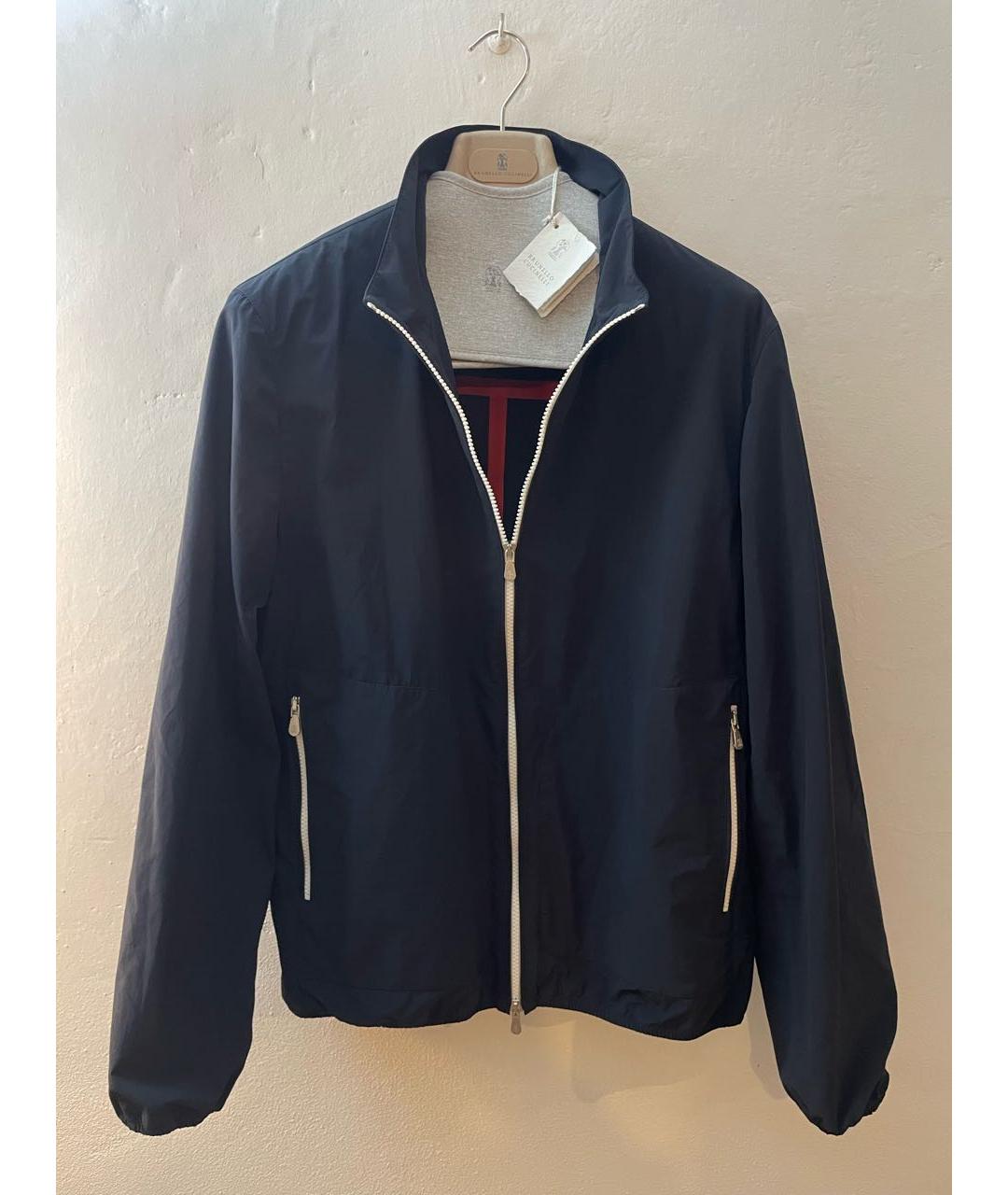 BRUNELLO CUCINELLI Темно-синяя полиэстеровая куртка, фото 8