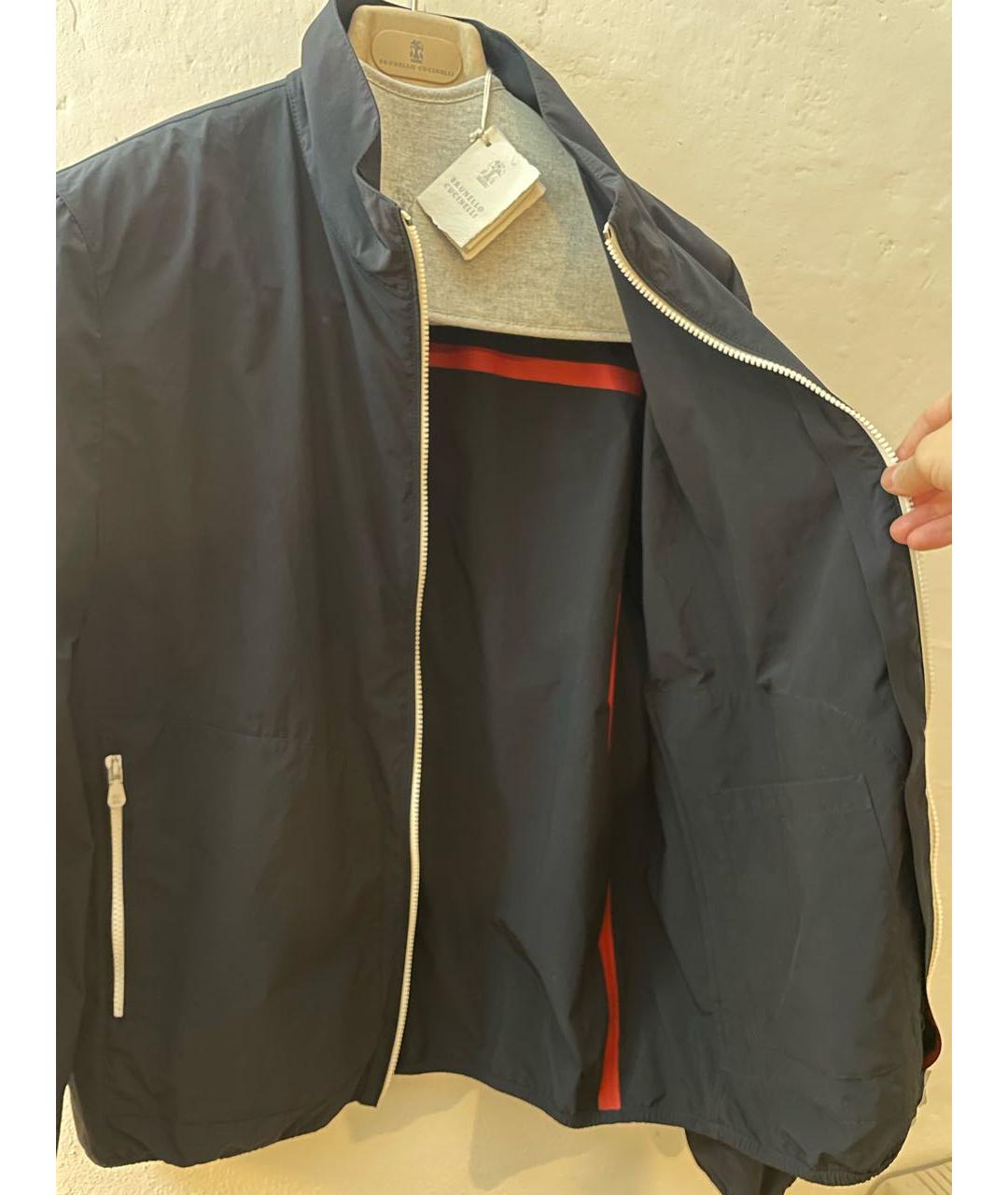 BRUNELLO CUCINELLI Темно-синяя полиэстеровая куртка, фото 3