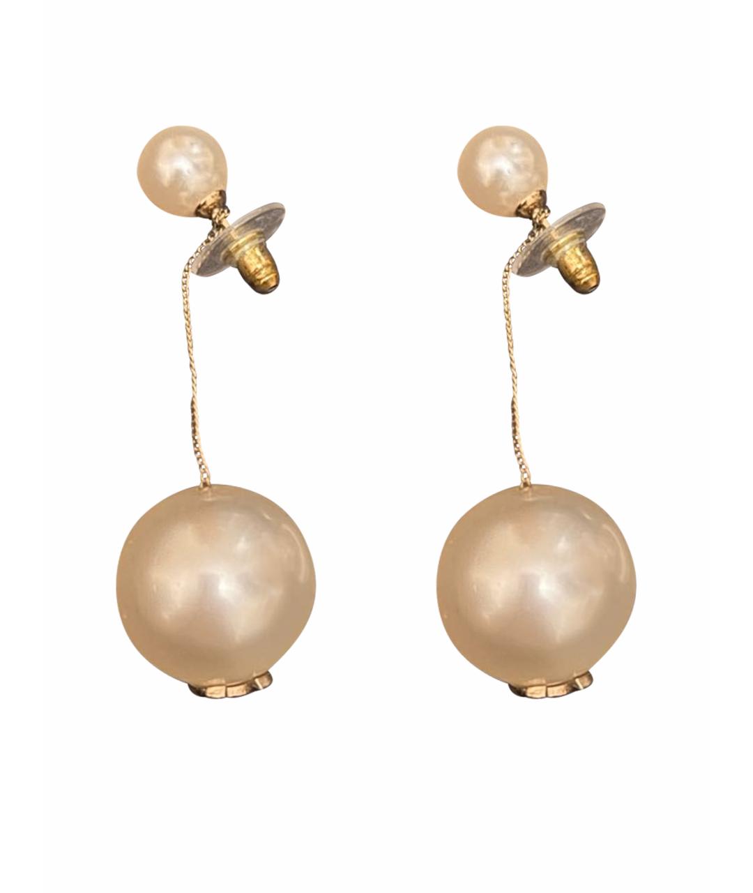 CHANEL Золотые металлические серьги, фото 1