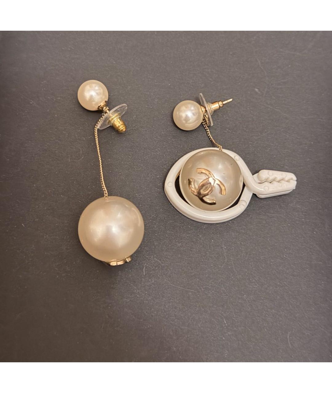 CHANEL Золотые металлические серьги, фото 6