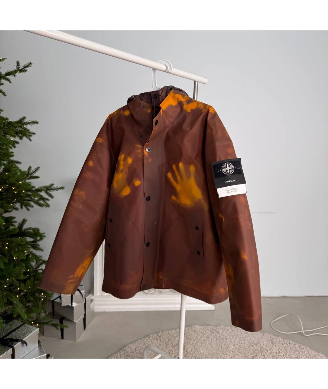 STONE ISLAND Горчичный полиуретановый тренч / плащ, фото 7