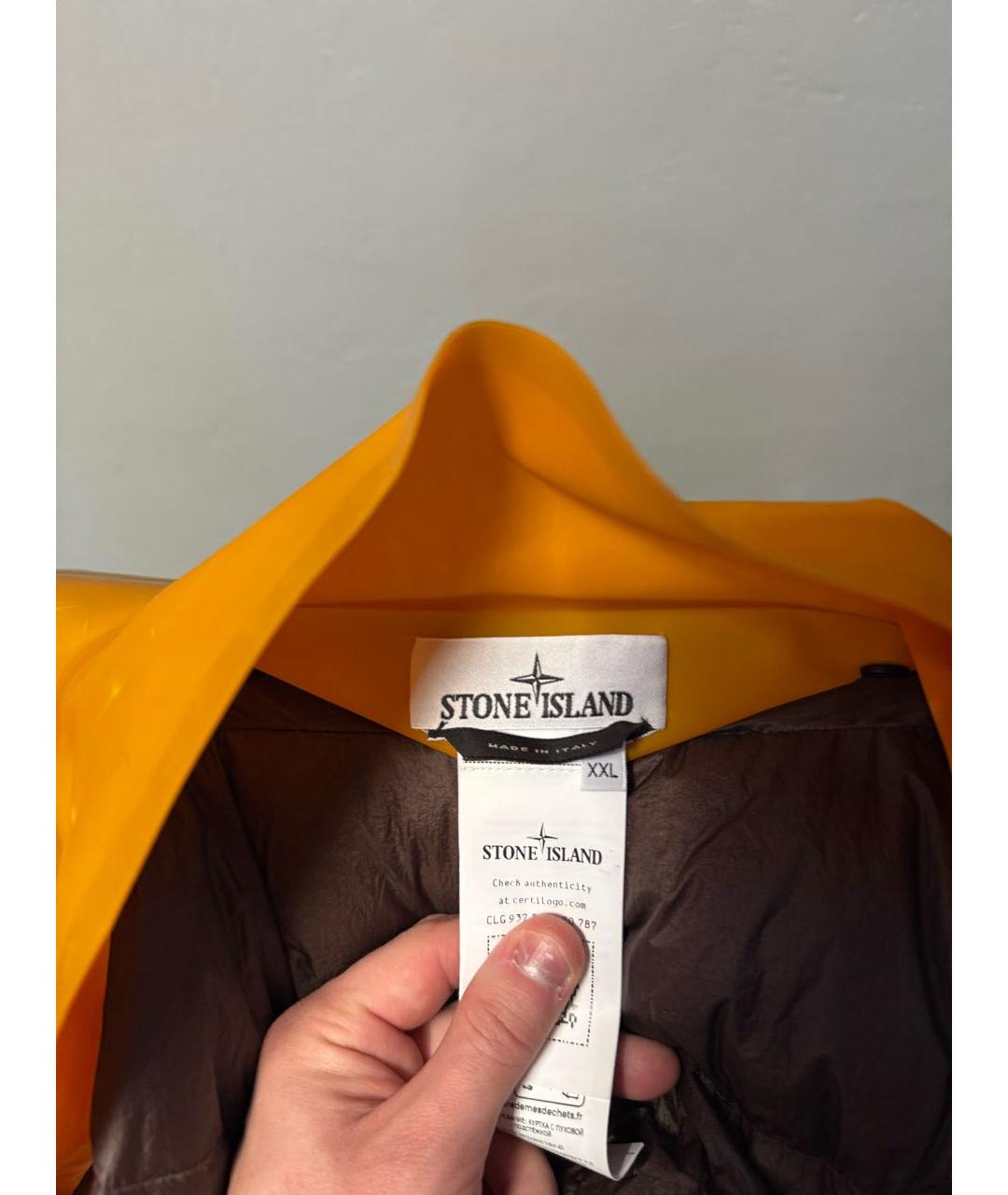 STONE ISLAND Горчичный полиуретановый тренч / плащ, фото 5