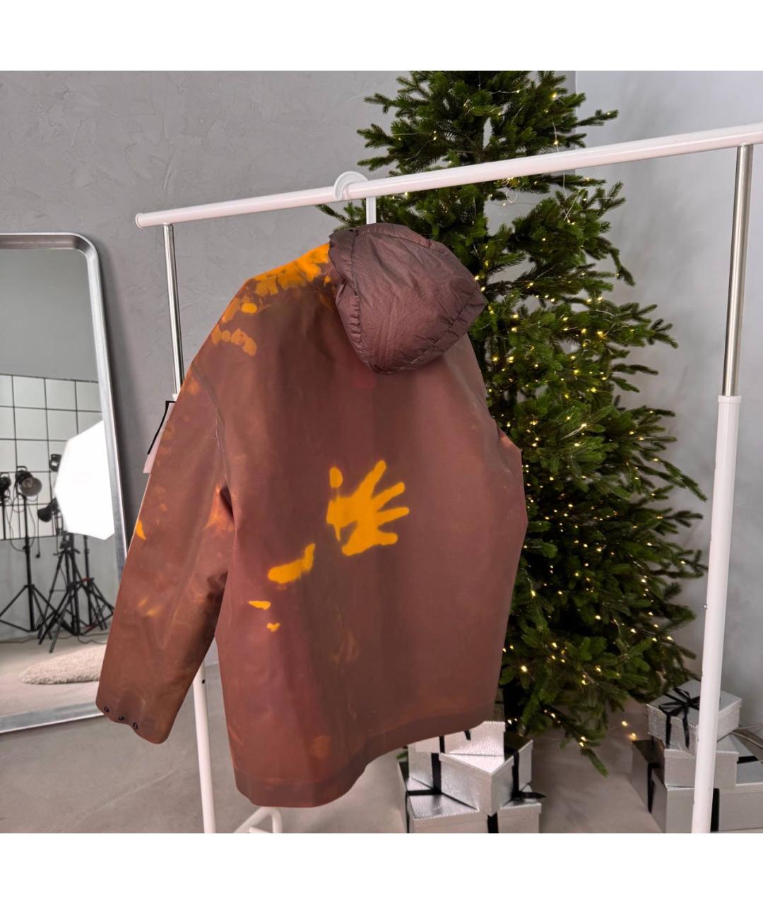 STONE ISLAND Горчичный полиуретановый тренч / плащ, фото 3