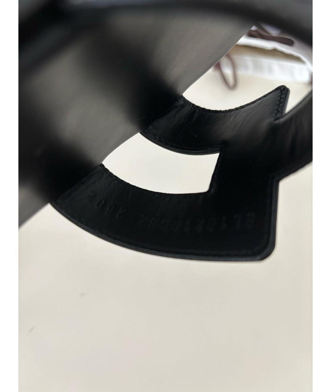 HERMES Черные кожаные шлепанцы, фото 5