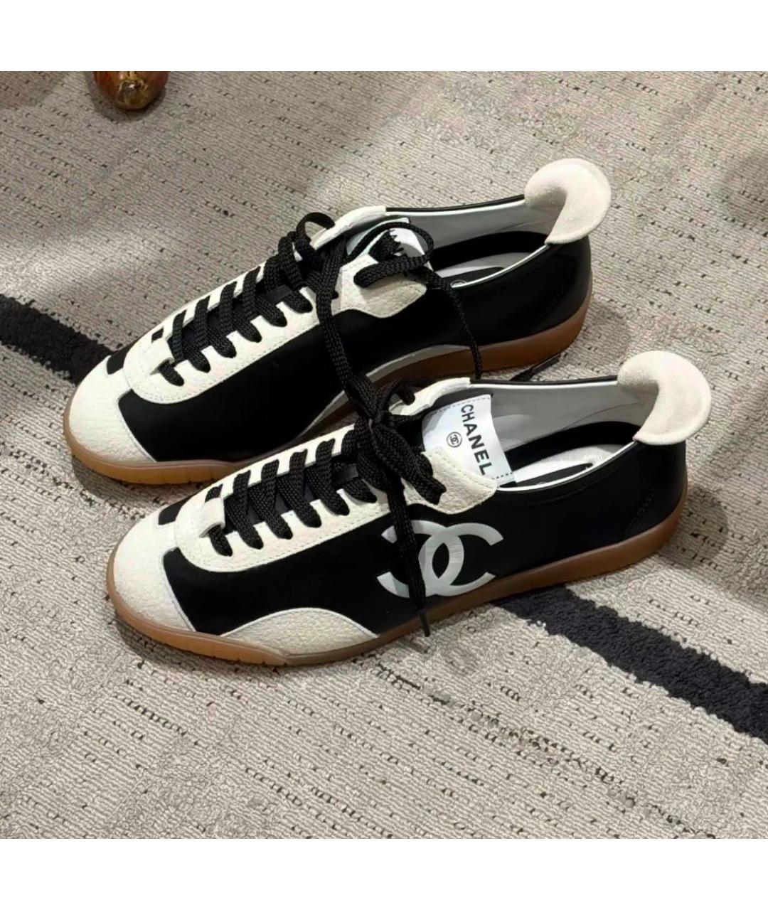 CHANEL Черные кожаные кеды, фото 2