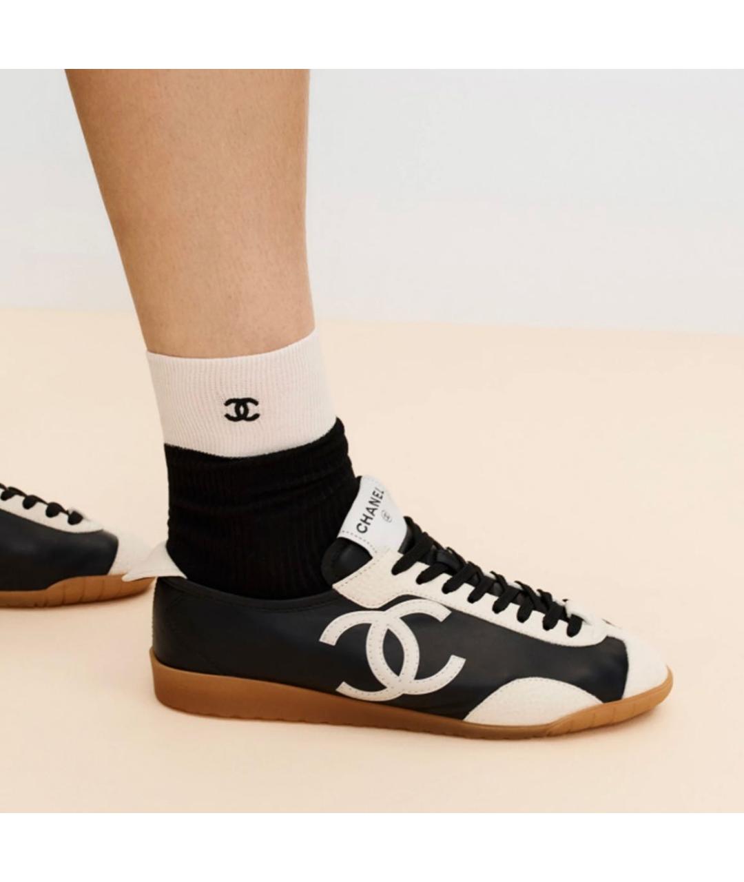 CHANEL Черные кожаные кеды, фото 4