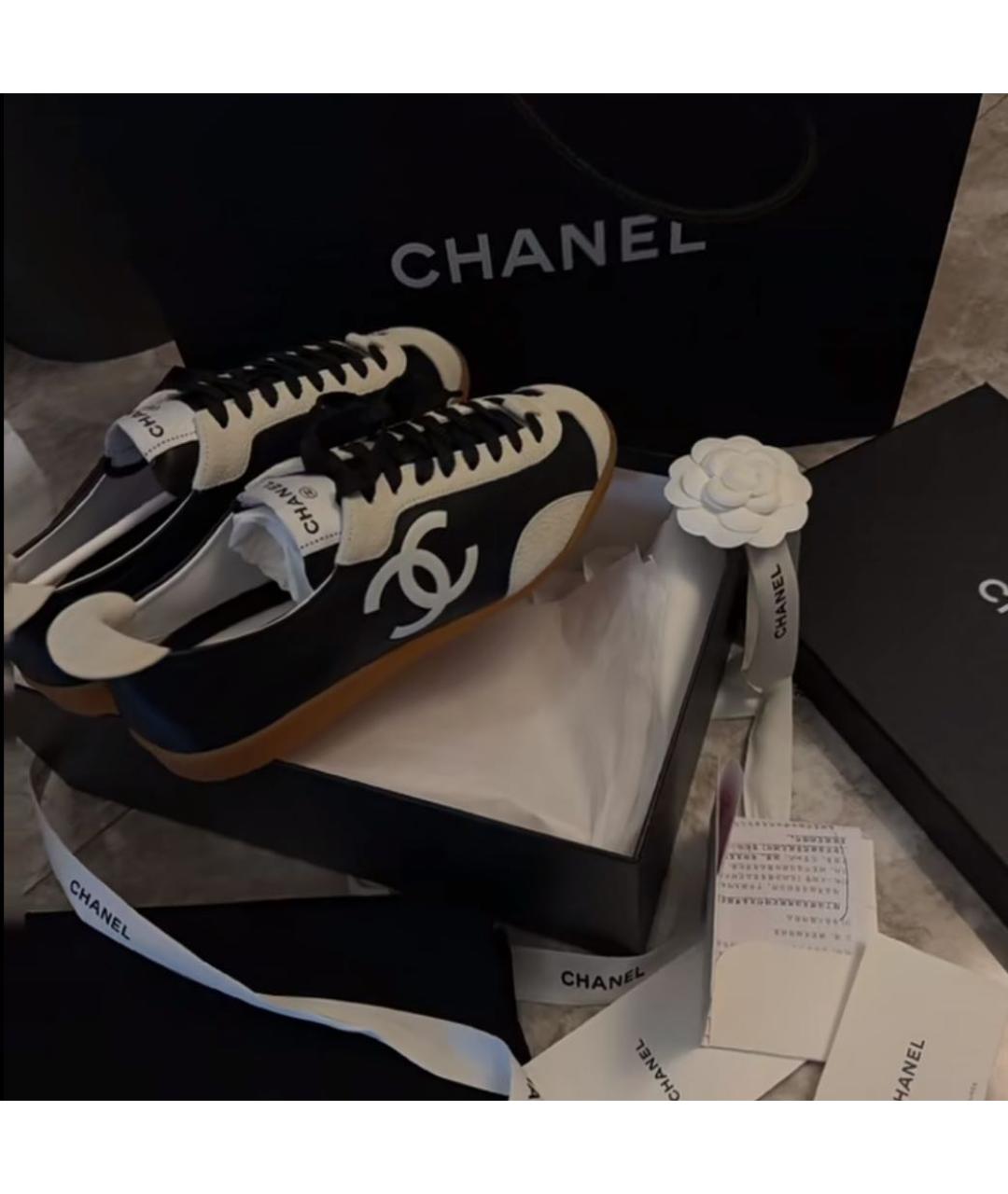 CHANEL Черные кожаные кеды, фото 3