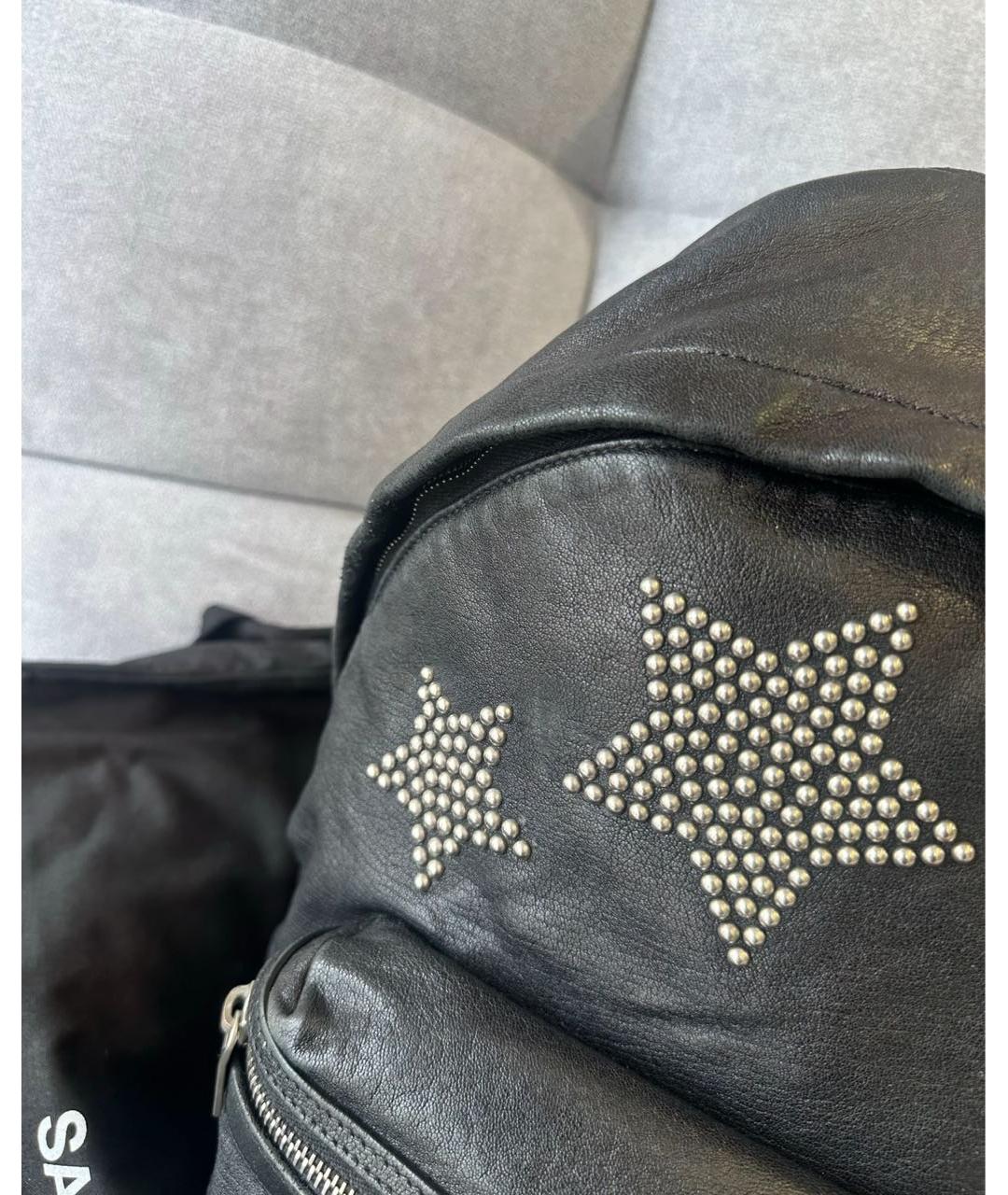 SAINT LAURENT Черный кожаный рюкзак, фото 3