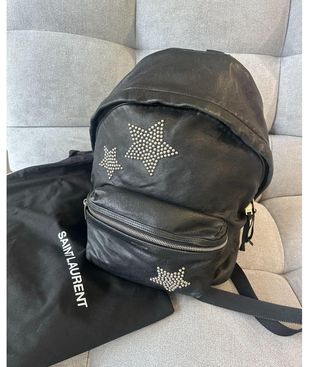 SAINT LAURENT Черный кожаный рюкзак, фото 2