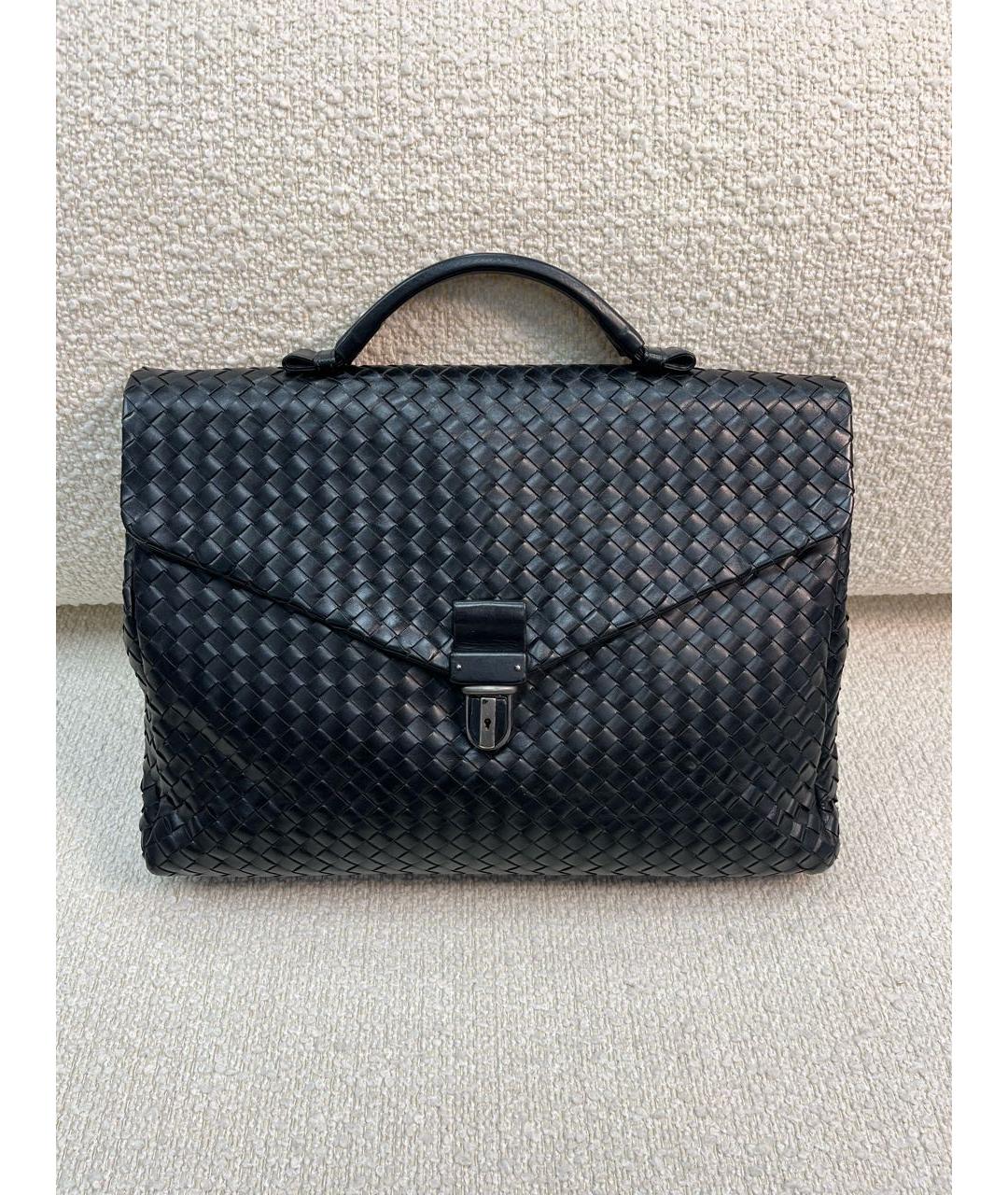 BOTTEGA VENETA Черный кожаный портфель, фото 9