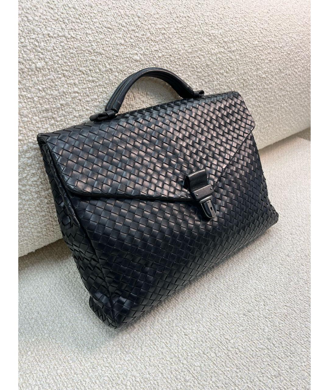 BOTTEGA VENETA Черный кожаный портфель, фото 2