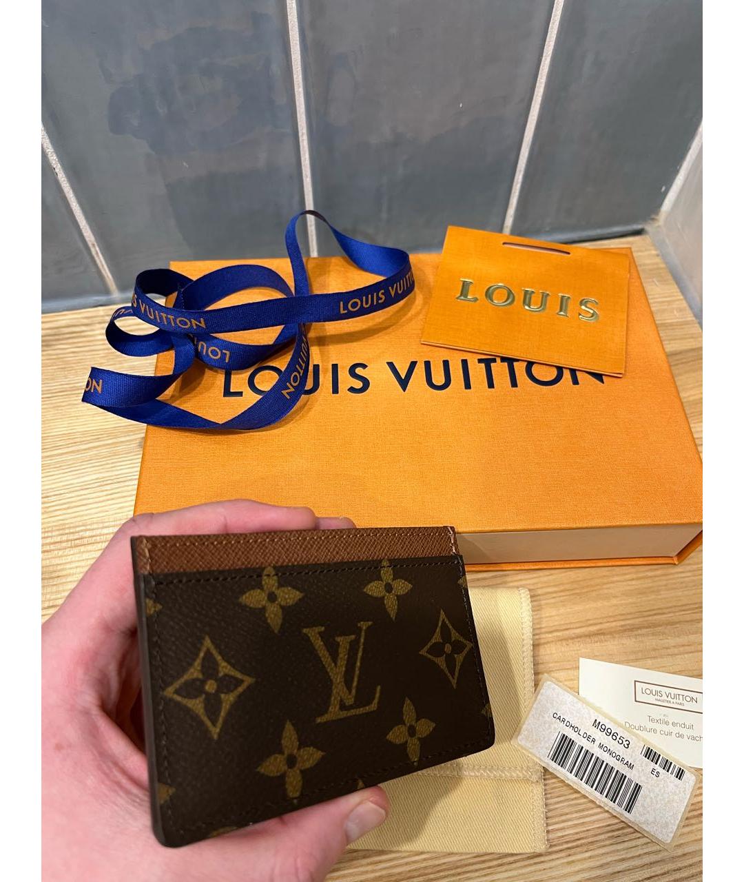 LOUIS VUITTON Коричневый кожаный кардхолдер, фото 2