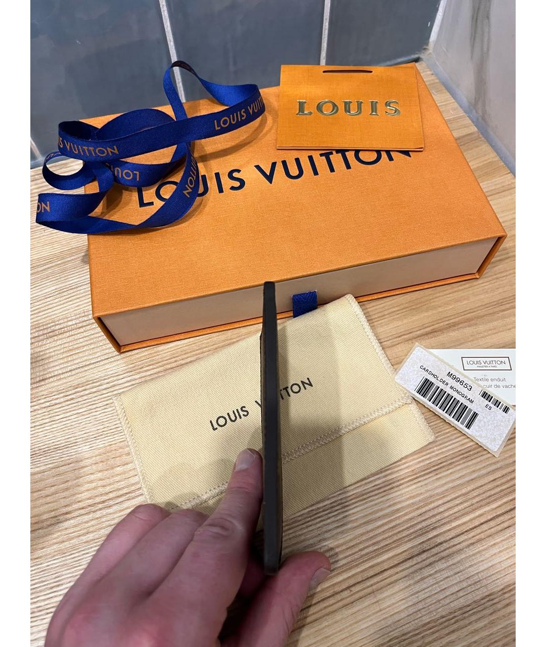 LOUIS VUITTON Коричневый кожаный кардхолдер, фото 5