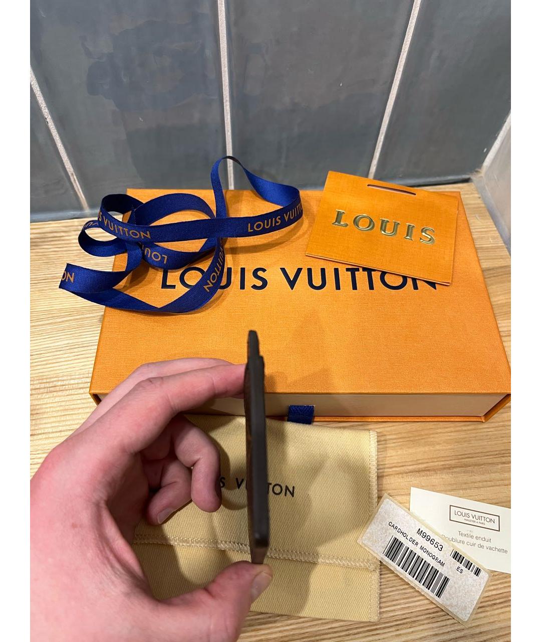 LOUIS VUITTON Коричневый кожаный кардхолдер, фото 6