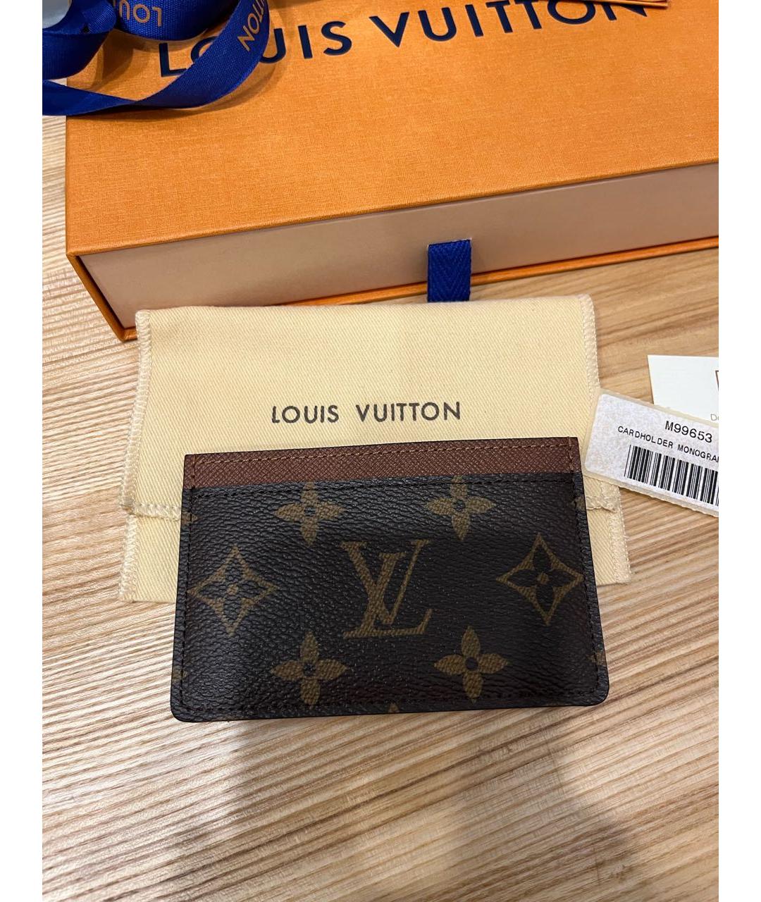 LOUIS VUITTON Коричневый кожаный кардхолдер, фото 3