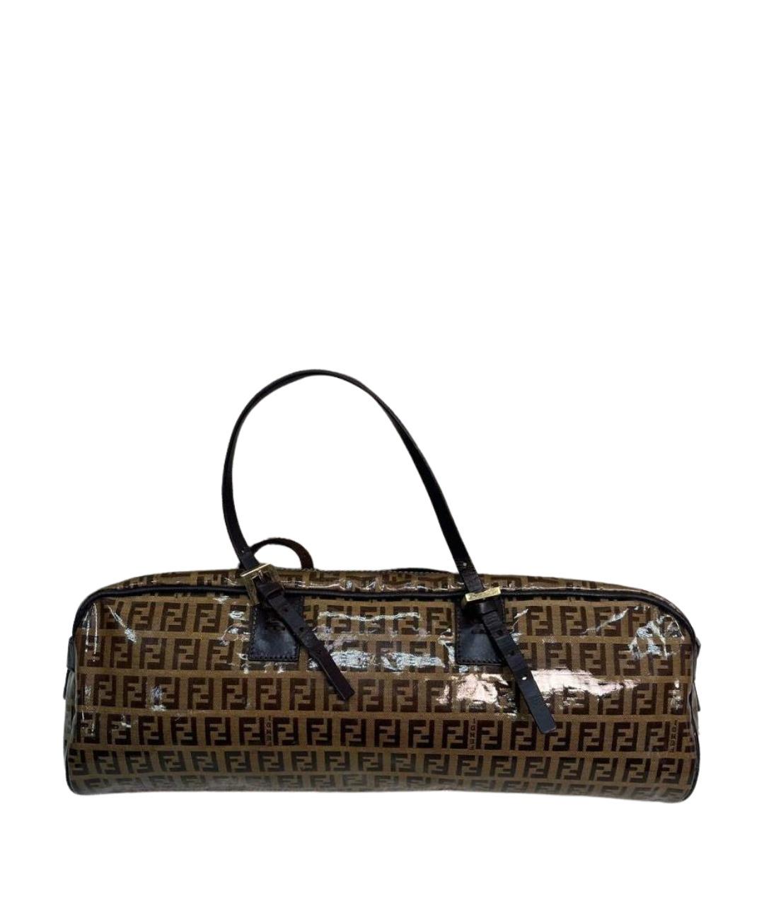 FENDI Коричневая сумка с короткими ручками из лакированной кожи, фото 1