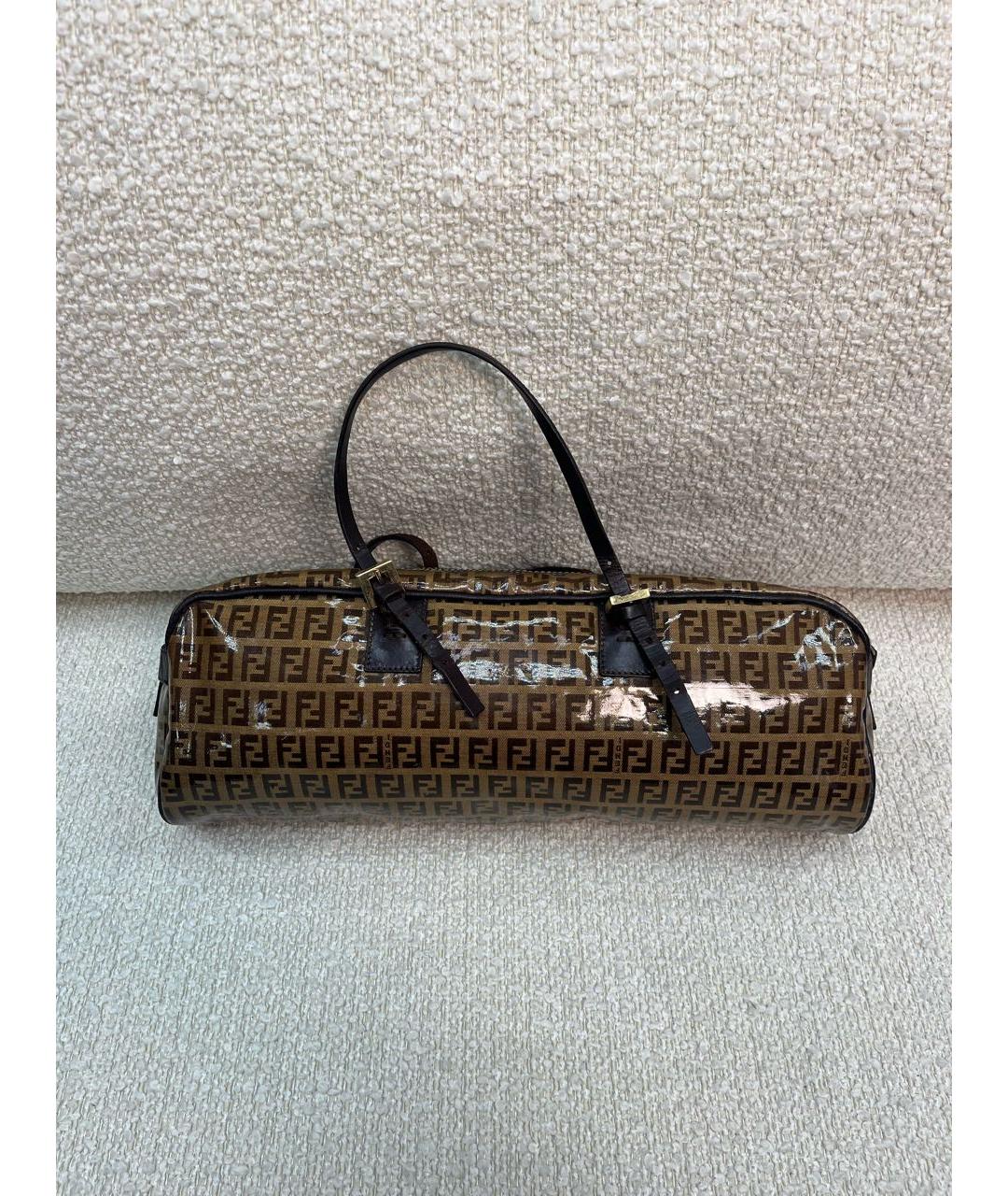 FENDI Коричневая сумка с короткими ручками из лакированной кожи, фото 7